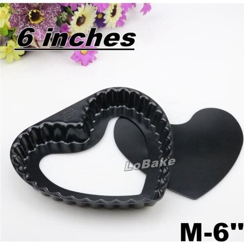 6 inches removable bottom nonstick heart shape pie pan pizza stone pancake dish cheese cake flan pudding mold tin DIY bakery