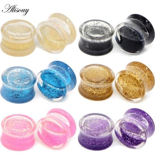 2PCS Acrylic Liquid Power Ear Plugs Tunnels Earring Gauges Stretcher Flesh Tunnels Plugs Expanders Piercings Plug Ears Jewelry