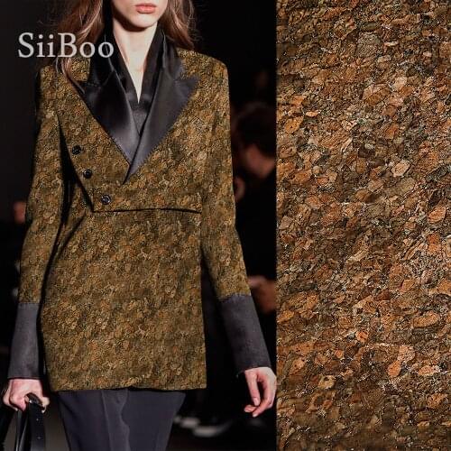 Siiboo uniqu wooden pattern bonded with rayon base thick fabric for women men jacket coat pants designer style sp6468