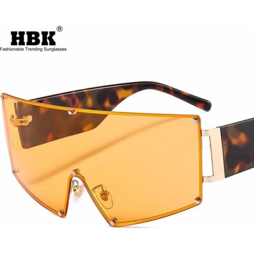 HBK Oversized One Piece Sunglasses For Women Men Vintage Brand Design Classic Leopard Goggles Big Frame Personalized Driving