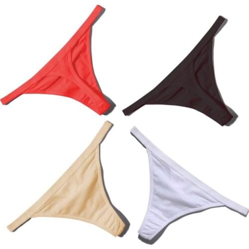 4PCS/Set Hot Sale Sexy Women Cotton G String Thongs Low Waist Sexy Panties Ladies' Seamless Underwear Black Red White Skin