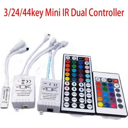 Led Controller 24 Keys LED IR RGB Controler box 1 to 2 Controller IR Remote Dimmer DC12V For RGB 3528 5050 LED Strip Lights