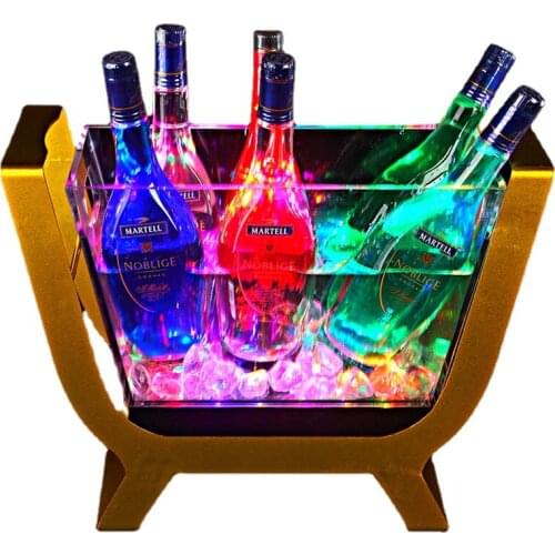 Boat Shaped 6 Bottles Champagne Bar Ice Barrel LED Luminous Beer Wine Bottle Holder Led Rechargeable Acrylic Ice Bucket