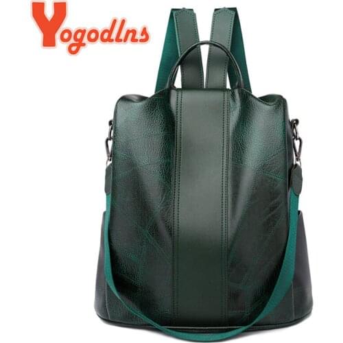 Yogodlns Vintage PU Leather Backpack Large Capacity Rucksack Travel Multifunction Knapsack Casual School Bag Laptop Bag Mochila