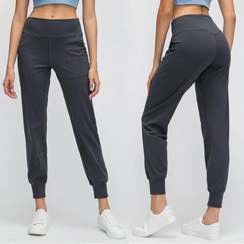 Butter Feel Fabric Hip Pocket loose cropped pants womens running yoga fitness beam foot pants