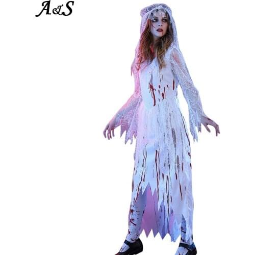 Anbenser New Halloween Cosplay Scary Costume Dress for Adult Ghost Bride American Carnival Party Performance Ghosts Women XL