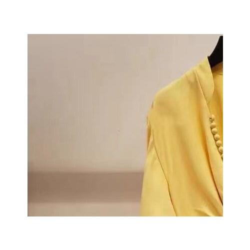 2021 Spring and Summer New V-neck Button Pleated Dress Women Dress