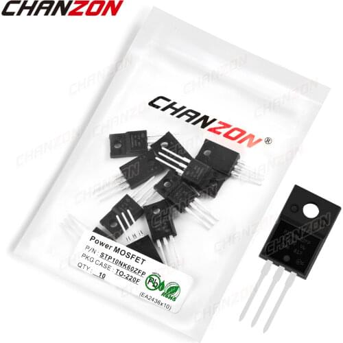 10Pcs STP10NK60ZFP TO-220F Power Mosfet Transistor Bipolar Junction BJT Powerful Triode Tube Fets 10A 600V Integrated Circuits