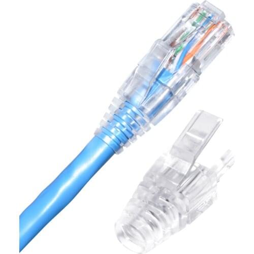 CNCOB 100pcs RJ45 Cat6 Caps Ethernet Connector Covers Transparent Cat5e Protective Case 6.7mm