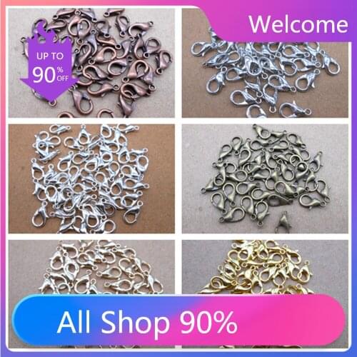 12x6mm 100pcs/lot 7 Colors Plated Fashion Jewelry Findings,Alloy Lobster Clasp Hooks for Necklace&Bracelet Chain DIY