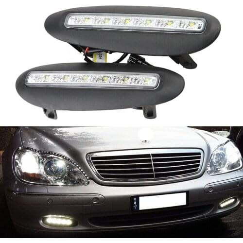 2x White LED Daytime Running Light Fog DRL Driving Lamp For BENZ W220 S-Class 1998-2001 Waterproof 12V LED Lamps