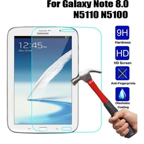 2PCS Tempered Glass 9H Protective Film LCD Explosion proof Screen Protector for Samsung Galaxy Note 8.0 GT-N5110 N5100 tablet