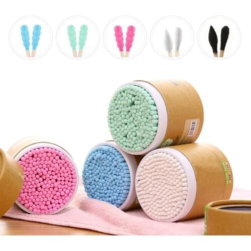 200pcs/Box Bamboo Cotton Swab Wood Sticks Disposable Soft Cotton Buds Cleaning Microbrush Cleaning Swab Cosmetic Tool