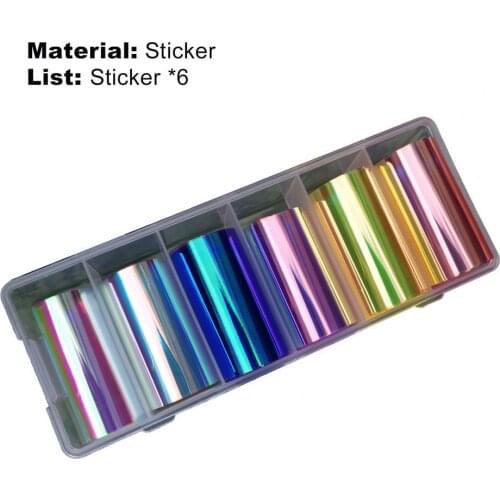 6Pcs/Set Nail Paper Aurora DIY Transparent Cellophane Paper Korean Nail Glass Foils for Female