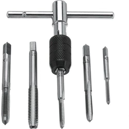 6pcs M3-M8 T-handle Reversible Single Tap Wrench Tapping Threading Tool M3-M8 M3-M6 1/8-1/4 Screwdriver Tap Holder Hand Tool