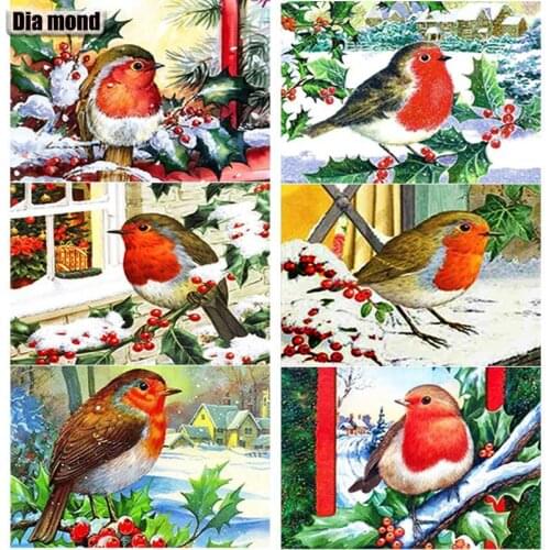 5D DIY Snow Scene Diamond Painting Birds Diamond Embroidery Cross Stitch Full Square Round Drill Manual Gift Home Decoration