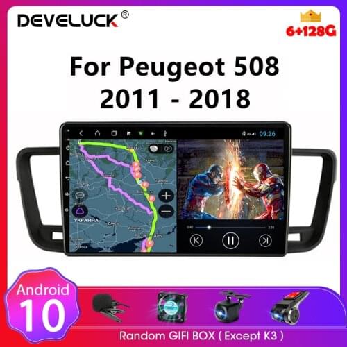 Android 10 2 Din Car Radio Multimedia Video Player For Peugeot 508 2011 2012 2013 - 2018 GPS Navigation RDS Stereo DVD Head unit