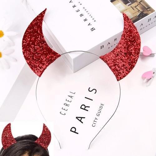 Halloween Devil Horns Ears Hairpins Shiny Hair Band Clip Hair Grips Headband Glitter Shinning Headwear Trendy Girls Party Gifts