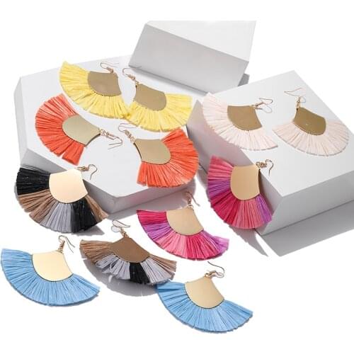 Boho Big Tassel Earrings Brico Personalized Bohemian Statement Blue Red Black White Fringle Drop Earring Women Wholesale jewelry