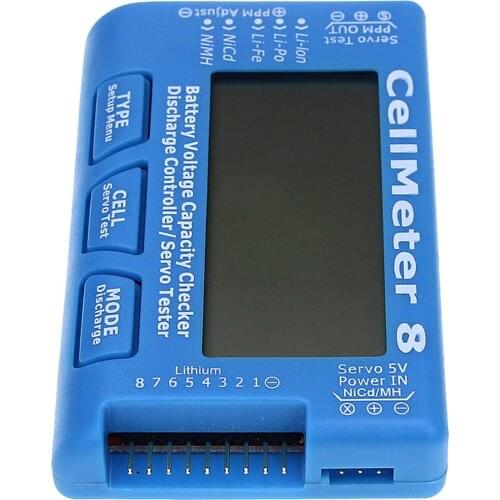 Cellmeter-8 Servo Tester Battery Capacity Checker Servo Tester RC CellMeter 8 For 2-8S LiPo LiFe Li-Ion NiMH Nicd With Backlight