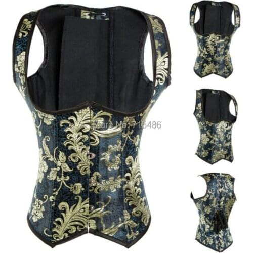 DA4076 Sexy Lingerie Steel Bustiers Black Satin Embroidered Corset Overbust S/M/L/XL Sexy Women Corset Sheath Shaper Corset