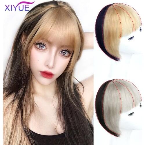 Two-color Stitching Air Bangs Clip In Hair Bangs Hairpiece Synthetic Fake Bangs Clip In Hair Extensions Clip In Hair Pieces