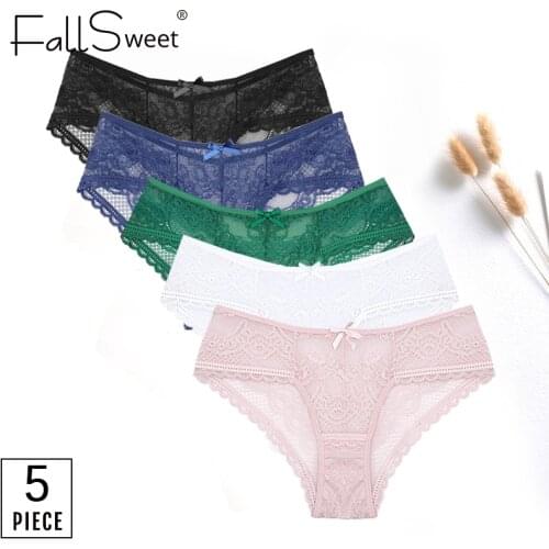 FallSweet 5 pcs/ lot ! Sexy Panties Lace Underwear Women Lingerie Transparent Hollow out Briefs Ladies Lingerie
