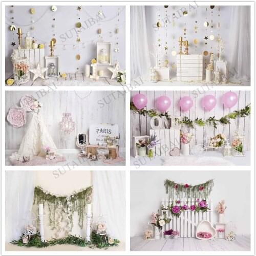 Birthday Photography Backdrops 1st Baby Shower Decor Banner Cake Smash Photo Background Children Newborns Studio Photocalls Prop