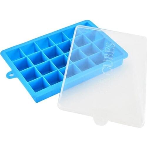 4Grid/6Grid/18Grid/24Grid Ice Cube Tray Mould Ice Cream Silicone Mold With Lid Home Freezer Maker Square Shape Ice Cube Maker