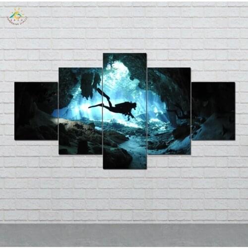 Deep Ocean Diving Modern Canvas Art Prints Poster Wall Painting Home Decoration Artwork Wall Art Pictures for Bedroom 5 PIECES