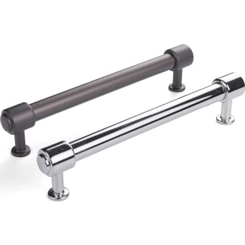 HJY Furniture Cupboard Kitchen Cabinet Handle Wardrobe Door T Style Handles Gray Chrome Zinc Alloy Hardware Bar Pulls Z233