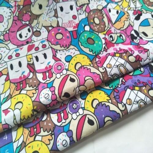 145cm Width Donuts Cartoon Unicorn Cotton Fabric for Baby/Girl Boy Clothes Hometextile Cushion Cover DIY Sewing