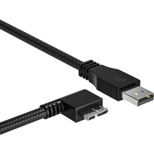 Micro-B USB 3.0 cable cord 2.5M Nylon braided USB 3.0 A male to Micro-B angle Plug for Canon Nikon camera PC laptop