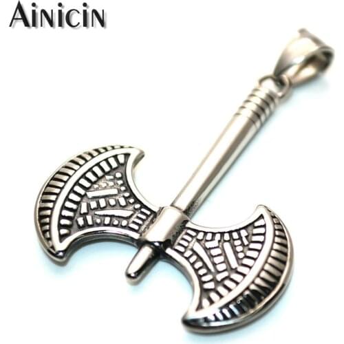 1pc New Arrival 35x45mm Double-bit Axe Stainless Steel Pendants Fashion Mens Jewelry Boy Birthday Gift Jewelry