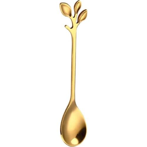 Leaf Shape Handlle Coffee Spoon Dessert Scoop Fork Tablewear Kitchen Accessories