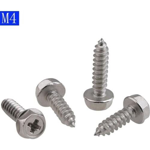 M4 Phillips Hex Washer Head Self Tapping Screws A2 304 Stainless Steel nut new