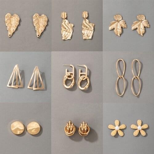 Tocona New Trendy Leaf Drop Earrings for Women Charms Flowers Gold Color Alloy Metal Geometric Wedding Jewelry Accessories