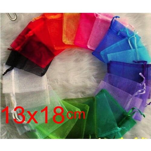 OMH wholesale 50pcs 13X18cm 10color mix chinese Christmas Wedding voile Organza Bags Jewlery packing Gift Pouches gift bag BZ09