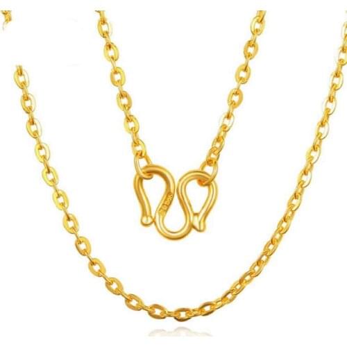 Pure Yellow Gold O Chain Link Necklace/ Lucky 999 gold 24K Necklace Chain 4-5g