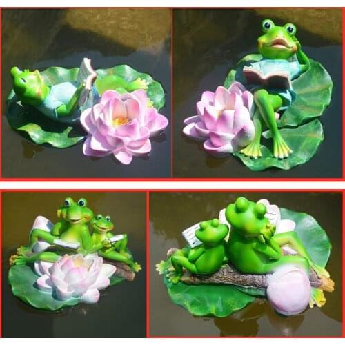 Pastoral Resin Simulation Animal Frog Turtle Floating Ornaments Fish Pond Rockery Sculpture Crafts Fountain Fish Tank Decoration