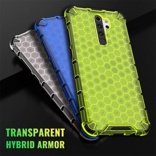 Shockproof Armor Phone Case For Xiaomi Redmi Note 10 9 8T 7 Case For Xiaomi 10 9T CC9 Honeycomb Transparent Hard PC Back Cover