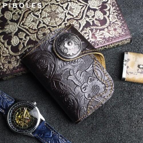 Retro Cowhide 6 Key Ring Card Holder Bag Handmade Genuine Leather Housekeeper Key Pouch Keychain Money Coin Purse For Women, Men