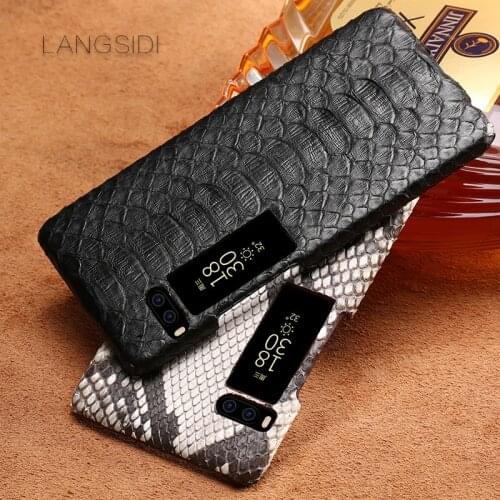 Luxury mobile phone shell ForMeizu Pro 7 mobile phone case advanced custom natural python skin Leather Case