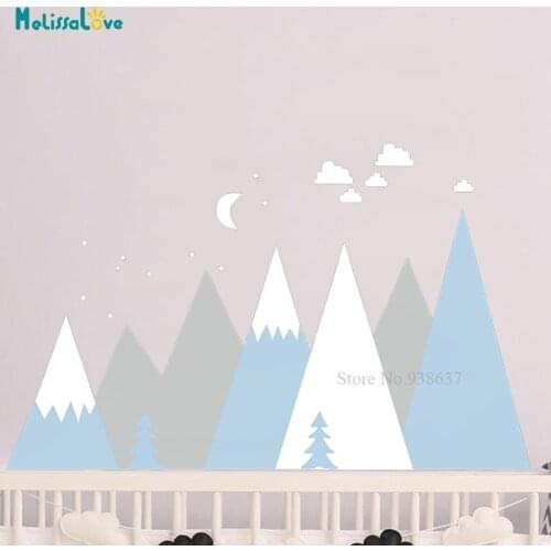 Mountains Baby Room Decal Woodland Nursery Kids Self Adhesive Wall Sticker Decor Removable Vinyl BB852