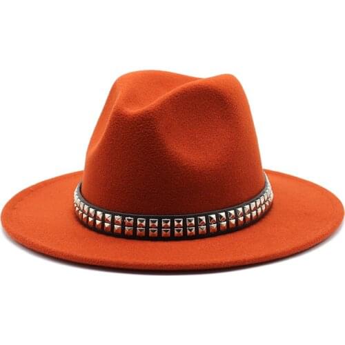 Fedoras spring and summer woolen hat British classic jazz hat ladies fashion all-match flat brim hat couple hat outdoor travel