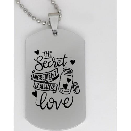 Ufine jewelry inspirational gift pendant army card the secret ingredient is always love stainless steel customed necklace N4179