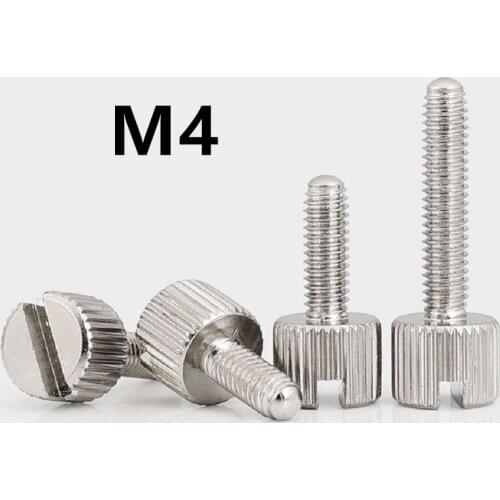 20PCS M4x10/12/14/16/20mm Carbon Steel Slotted Thumb Screws Plain Type Metric Knurled Head Manual Adjustment Screws