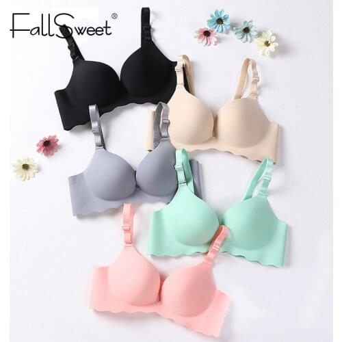 FallSweet Seamless Push Up Bras for A B C cup No wire Plunge Brassiere for Women Lovely Classic