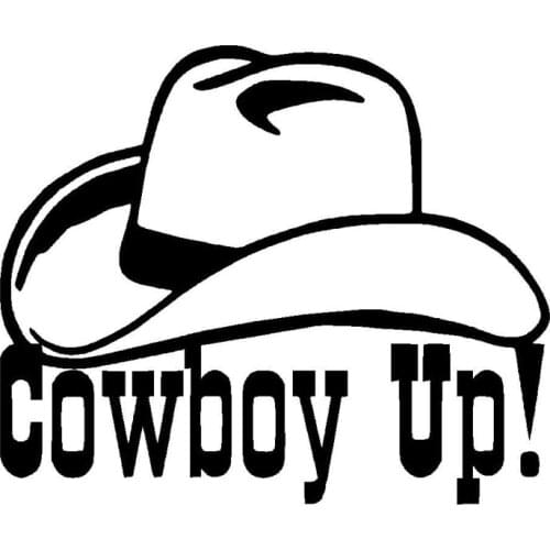 15.2CM*12.5CM Cowboy Up! Fun Unique Vinyl Graphic Decal Car Window Sticker Decal Car Accessories Black Sliver C8-0937