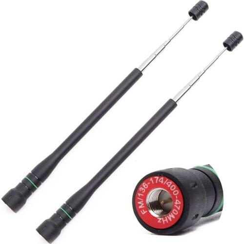 2pcs ABBREE AR-775 Telescopic SMA-Male VHF UHF Dual Band Antenna For Yaesu VX-6R TYT TH-UV8000D MD-380 Walkie Talkie 2 Way Radio